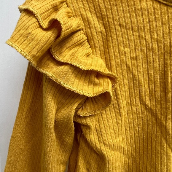 Searingtown Road 18M Mustard Yellow Ruffle Long Sleeve Onesie Bodysuit - Picture 3 of 5